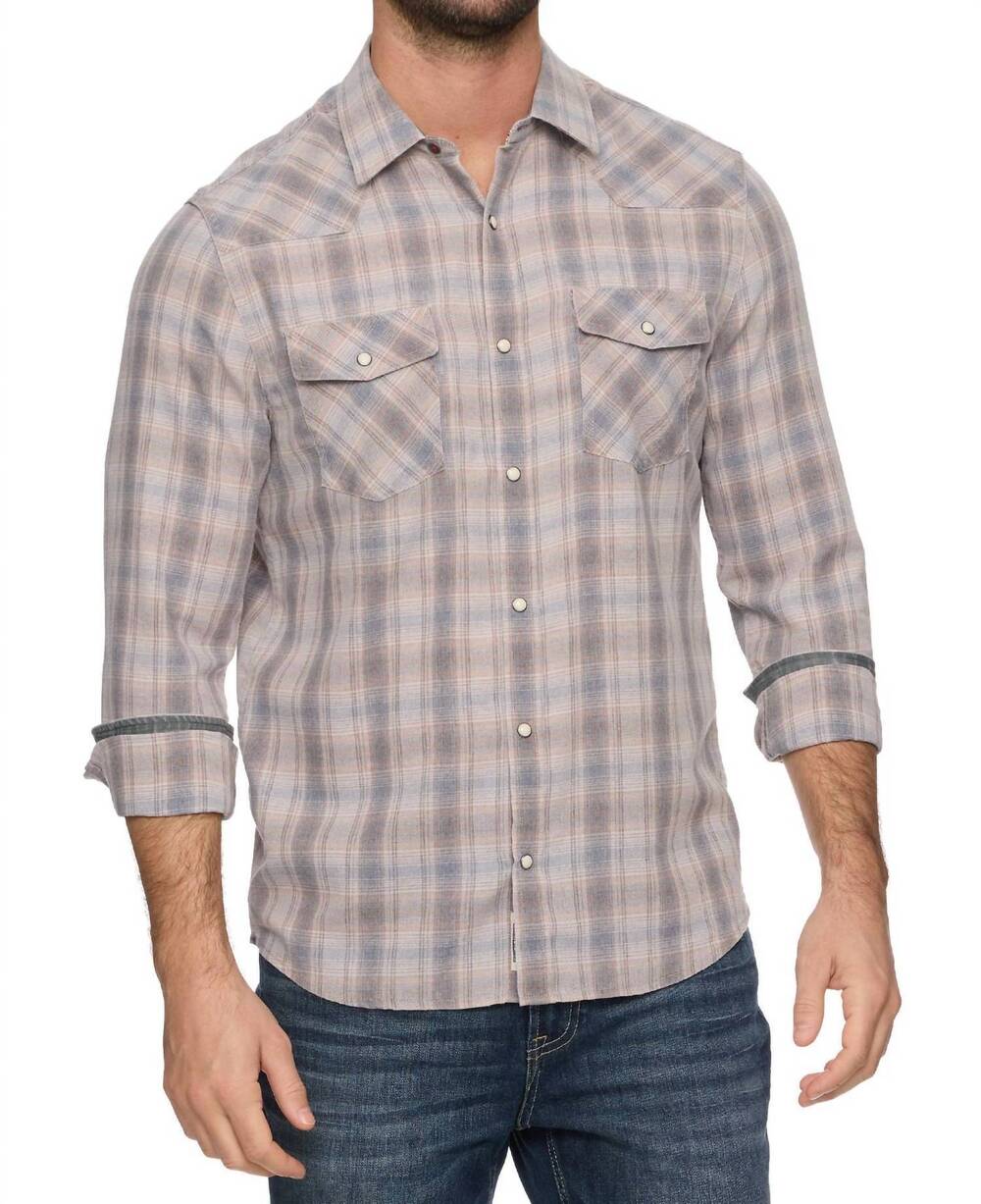 NEW FLAGS & ANTHEM mick vintage western shirt in blue